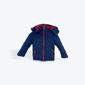 Giorgio‎ Armani Kids Navy Blue Quilted Hooded Puffer Jacket Size 4